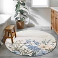 thumbnail image 4 of Round Area Rug 4ft, Watercolor Garden Flower on Wood Barn Non-Shedding Washable Area Rug, Spring Blossom Floral Non Slip Low-Profile Circle Rugs for Living Room, Bedroom Dining Room, 4 of 9