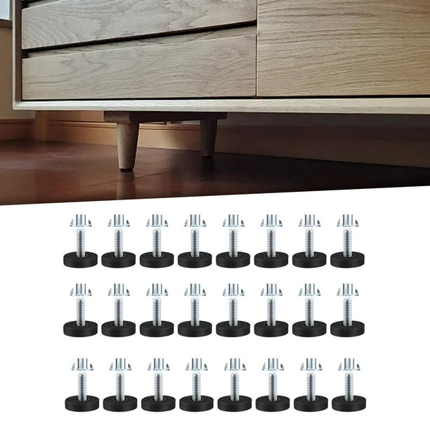 24 Piezas De Patas Niveladoras Ajustables M6 - Para Muebles, Con Base Antideslizante, Altura Ajustable, Color Negro