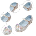 thumbnail image 6 of Staki Girls Ballet Flats Girls Dress Shoes Mary Jane Ballet Flats Flower School Shoes for Wedding Party Toddler/Little/Big Kid Silver,2 Big Kid, 6 of 7