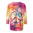 thumbnail image 5 of Sakmal Womens Hippie Shirts Pink 3/4 Sleeve Peace Shirts Crew Neck Blouses Workout Tops for Women, 5 of 5