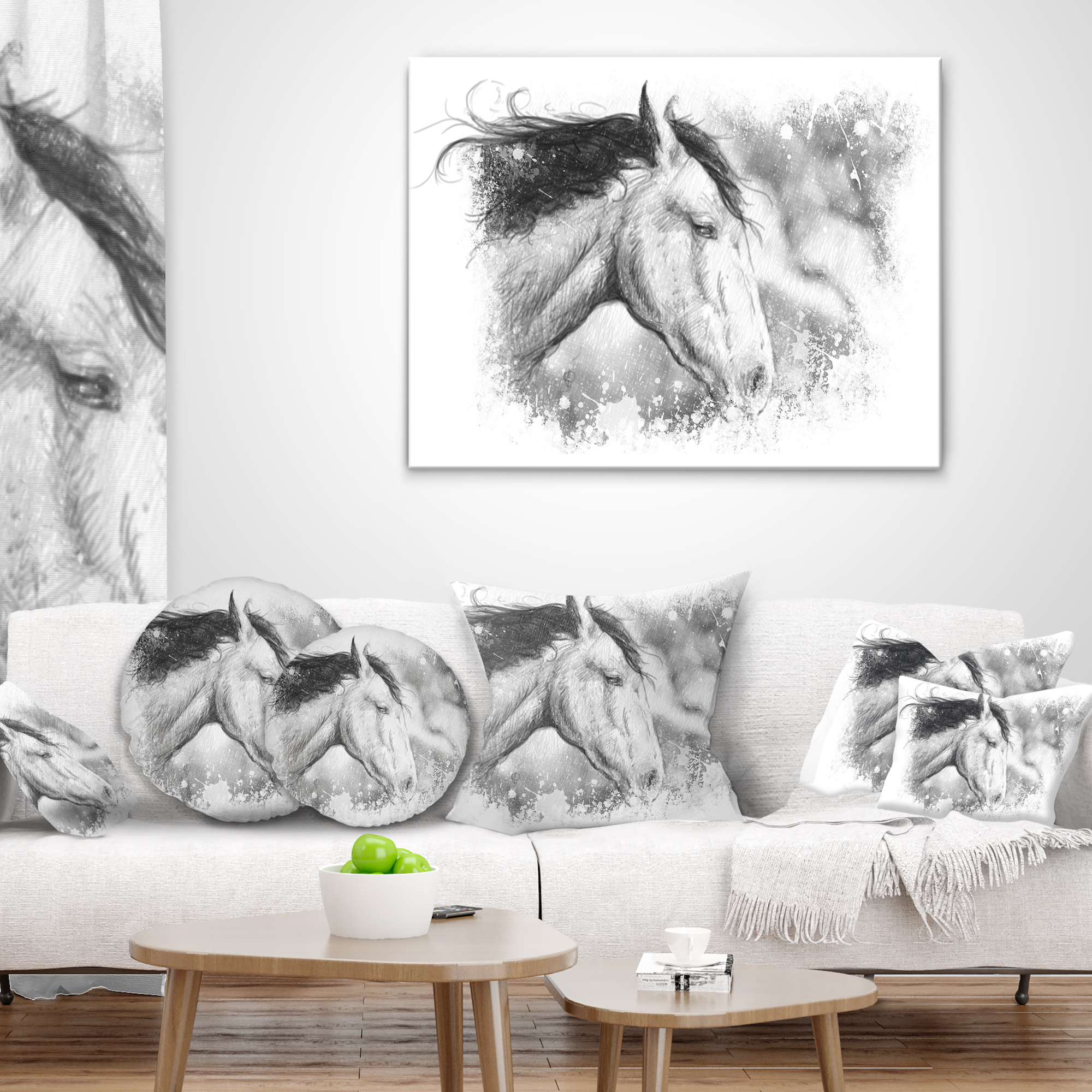 Designart Horse Tattoo Art - Animal Throw Pillow - 16x16