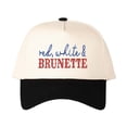 thumbnail image 2 of Red, white&BRUNETTE Letter Embroidered Color Block Trucker Hat Unisex Adjustable Cotton Breathable Fashion Cap for Travel Daily Wear, 2 of 11