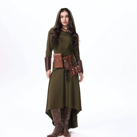 Renaissance dress, medieval dress for women, Victorian era vintage hooded dress role play