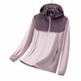 thumbnail image 2 of Tqyyweavej Women's Plus UPF 50+ Lightweight Athletic Jacket Sun Protection Zip Up Hoodies Oversize Color Block Pocketed Shirts for Hiking, 2 of 6
