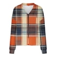 thumbnail image 5 of Womens Sweater Cardigans - Long Sleeve Striped Soft Knit Cardigan V Neck Button Up Jacket Fall Casual Outwear (2XL, Orange|Plaid), 5 of 5