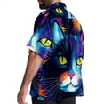 thumbnail image 3 of Cat Men's Short Sleeve Poplin Shirt, Casual Printed Button Down Summer Beach Shirt - Unisex, 3 of 6