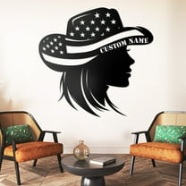 KAINSY Personalized Western Wall Decor Metal Signs, Rustic Cowgirl Silhouette, Cowboy Metal Name Sign Customized, Vintage Howdy Wall Art Gifts for Home Bedroom Speakeasy Decor Color02(10inches)