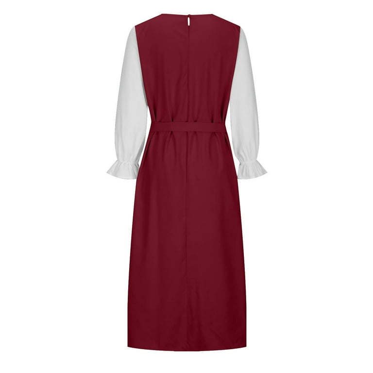 Sentmoon Plus Size Dresses Long Sleeve Crew Neck Birthday Dress Solid Color  Loose Breathable Cute Dresses Active for Weekend Brunch Wine L - Walmart.com
