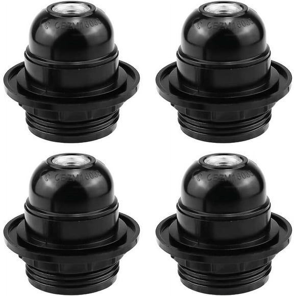4 Pieces E27 Socket Adapter E27 Socket Black E27 Socket Screw Socket Lamp E27 Bulb Holder Retro Edison E27 Socket Black E27 Socket for Retro Light Bulb Socket Fixture