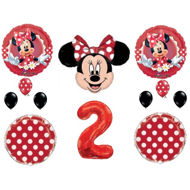 RED Minnie Mouse 2nd Birthday Party Balloons Decoration Supplies Second