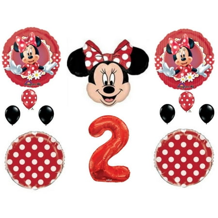 Red Minnie Mouse 2nd Birthday Party Balloons Decoration Supplies