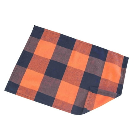 

Cotton Place Mat Halloween Holiday Decoration Orange Black Plaid 11.8x15.7 IN Heavier Quality