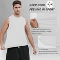 thumbnail image 3 of Men's Sleeveless Workout Sport Shirts Running Tank Tops Soft Breathable Muscle Tees, White, 3 of 6