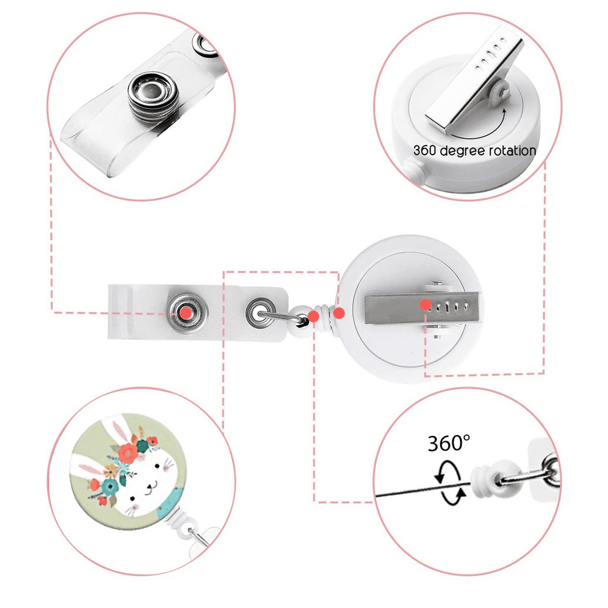 18 Pcs Animal Badge Reels Retractable Holder with Alligator Clip Nurse Cute for ID Card Holders
