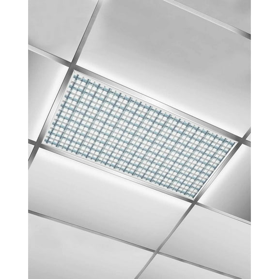 Fluorescent Light Covers for Ceiling Lights 1 Pack, Blue Plaid Magnetic Ceiling Light Covers 2x4 Feet for Classroom Office School, Watercolor Checkered Blue Ombre Overhead Drop Ceiling Light Shade