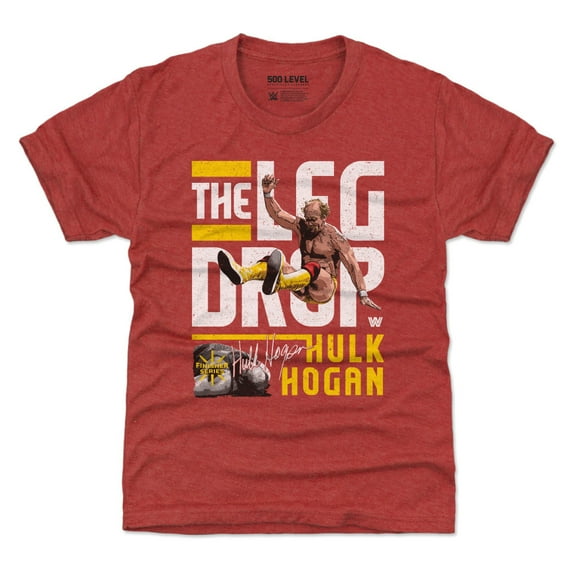Youth 500 Level Heather Red Hulk Hogan Leg Drop T-Shirt