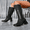 BLACK/PU, variant on Women Fashionable Square Toe Chunky Knee High Boots - Stylish Classic Women's Gogo Boot Choice