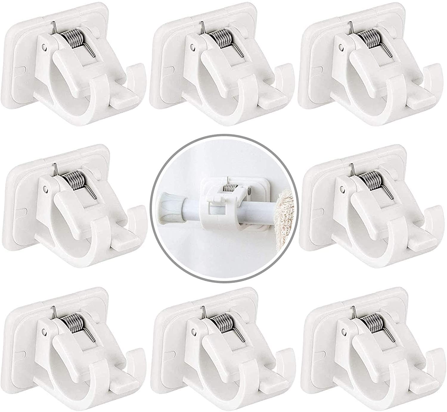 Self Adhesive Curtain Rod Holder, 8 Pieces Curtain Hook Fixed, Bracket