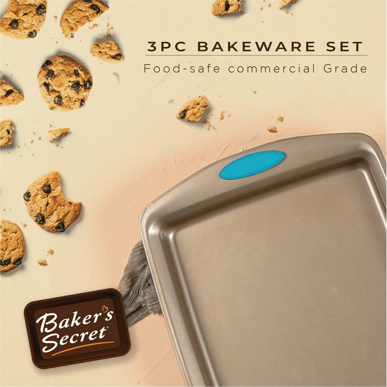 Baker's Secret Easy Grip Carbon Steel Non-stick Durable Set of 9 Baking  Pans Set Dark Gold/Black