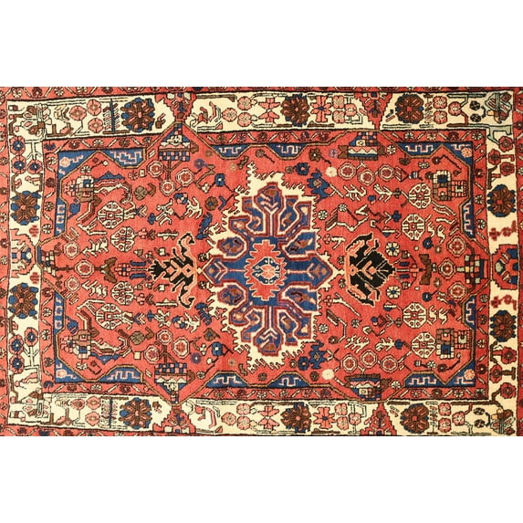 Ahgly Company Indoor Rectangle Traditional Tangerine Pink Persian Area Rugs, 2' x 4'