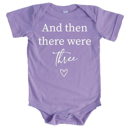 

Baby Announcement And Then There Were 3 Heart Baby Big Sister Big Brother Sibling Purple Bodysuit 6 Months