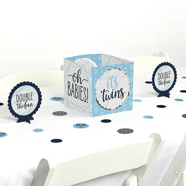 It's Twin - Blue Twins Baby Shower Centerpiece and Table Decoration Kit - Walmart.com