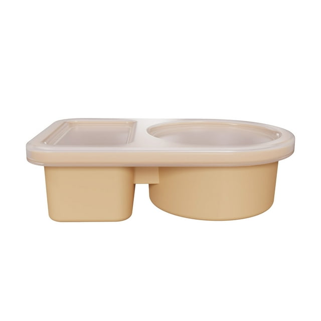 AHMT Reusable Silicone Snack Containers with Lids – 2Compartment snack containers, Leakproof Travel Snackle Box, Grab-and-Go forTake-out Salad Dressing Sauce Seasoning Container(Khaki)