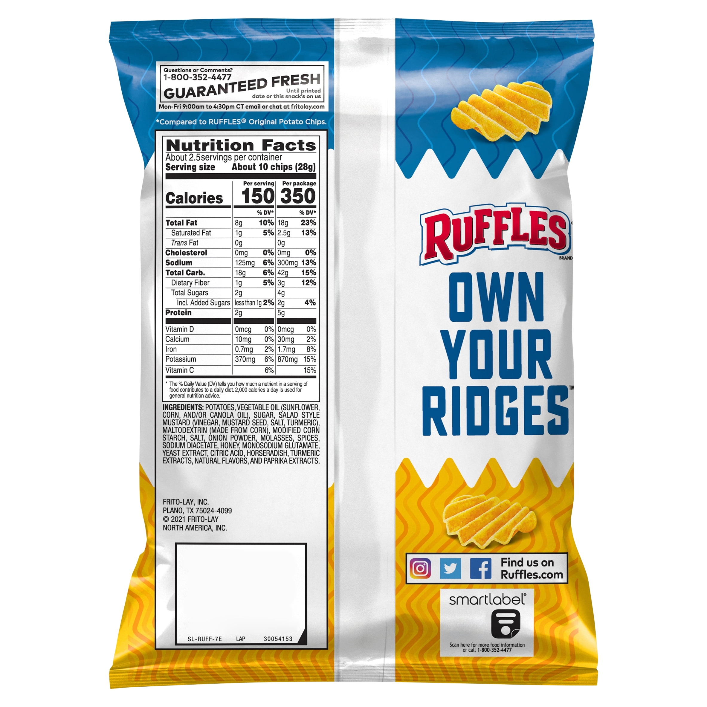 Ruffles Double Crunch Honey Mustard Flavored Potato Chips, 2 3/8 oz
