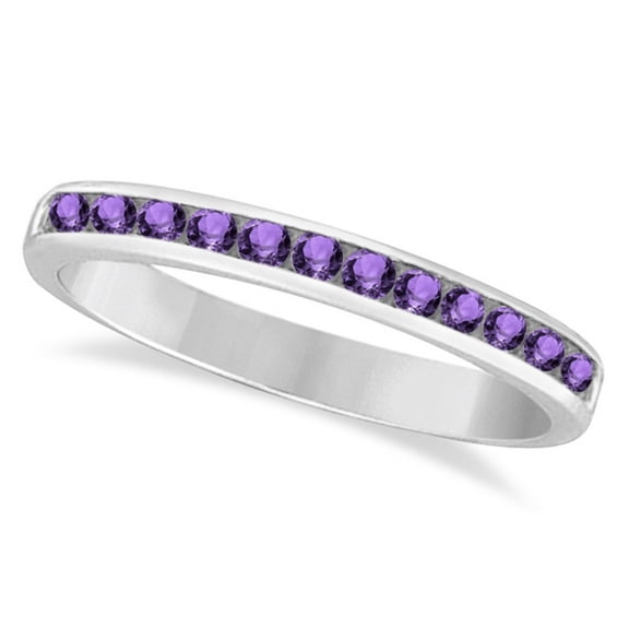 Amethyst Channel-Set Semi-Eternity Ring Band 14k White Gold (0.40ct)