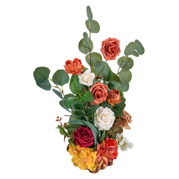 KFFKFF Standing Artificial Flower Arrangements Set of 4, 17.5-Inch Tall Faux Floral Decorations for Wedding Aisle, Orange Centerpieces for Ceremony, Reception, Party, and Outdoor Decor
