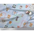 thumbnail image 2 of Soimoi Blue Heavy Canvas Fabric Animals Face Print Fabric by Yard 58 Inch Wide, 2 of 3