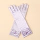thumbnail image 1 of Zhuge Guantes de princesa, guantes largos de satén blanco para niña, guantes de princesa con lazos de diamantes para cumpleaños, bodas, fiestas de disfraces, morados, 1 of 3