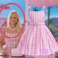 thumbnail image 2 of Eliza-Barbie Vestido De Disfraz De Niña Con Estampado A Cuadros Sin Mangas Línea Con Diadema Con Lazo, 2 of 4