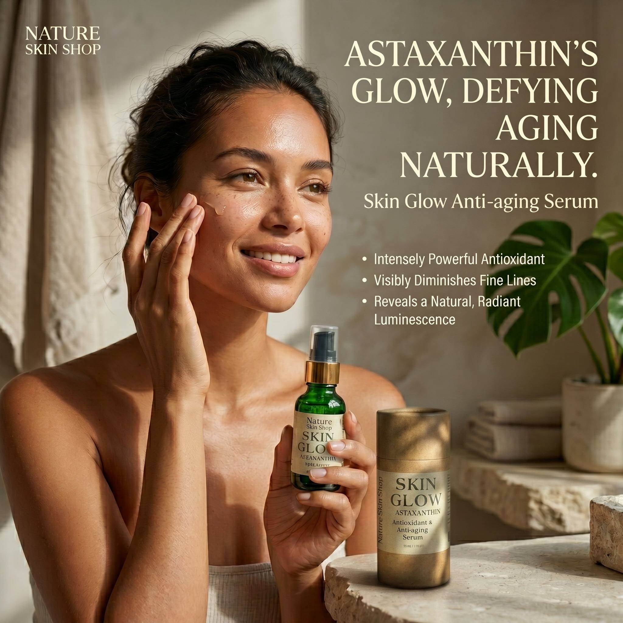 Nature Skin Shop Astaxanthin Radiance Boost Serum, Daily Antioxidant Face Serum for a Luminous Glow, 1 Ounce