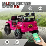 12 Volt Ride on Toys for Toddlers w/Remote Control, Electric Ride on Truck Car w/ Shock Absorption, 3 Speeds, Bluetooth, Lights, Steering Wheel Quick Release (Pink)
