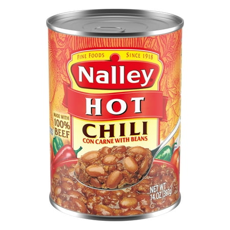 Nalley Hot Chili Con Carne With Beans, 17g Protein Per Serving, 14 oz. Can