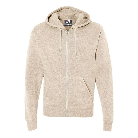 J America - Adult Triblend Full-Zip Fleece Hooded Sweatshirt - JA8872 - OATMEAL TRIBLEND - XS
