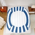 thumbnail image 5 of Feelyou Blue Abstract Teens Queen Sheet Sets, Modern Geometric Lines Flat Sheet, Farmhouse Ticking Stripes Queen Fitted Sheet, Luxury Bedroom Decor, 4pcs, 5 of 7