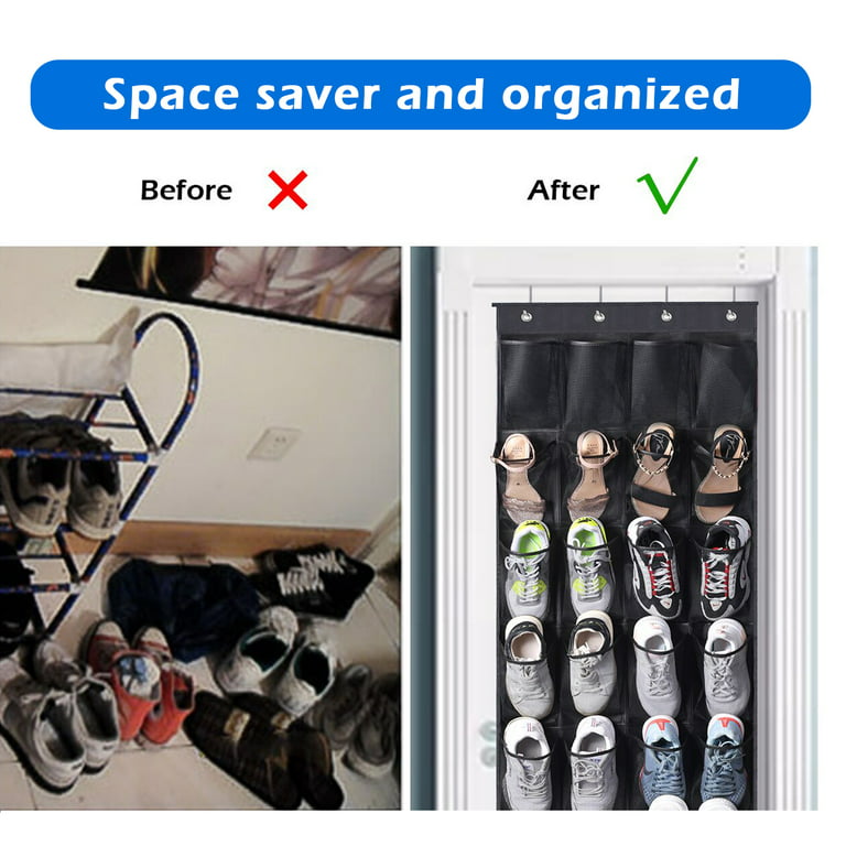 Shoe Holder Rack For Over The Door, 24 Mesh Pockets Hold Up To 40 Pounds,  Back Of Closet Organizer, Behind Door Hanger, Non-slip Holders, Shoes,  Sneakers And Home Accessories - Temu