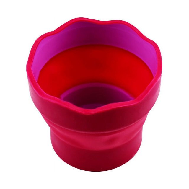 Mini cubo de agua plegable portátil, barril de lavado de bolígrafos, pincel artístico, barril de lavado de pluma telescópico especial, 1 unidad (rojo púrpura)