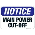thumbnail image 1 of Main Power Cut-Off Sign, OSHA Notice Sign, 12x18 Aluminum, 1 of 1