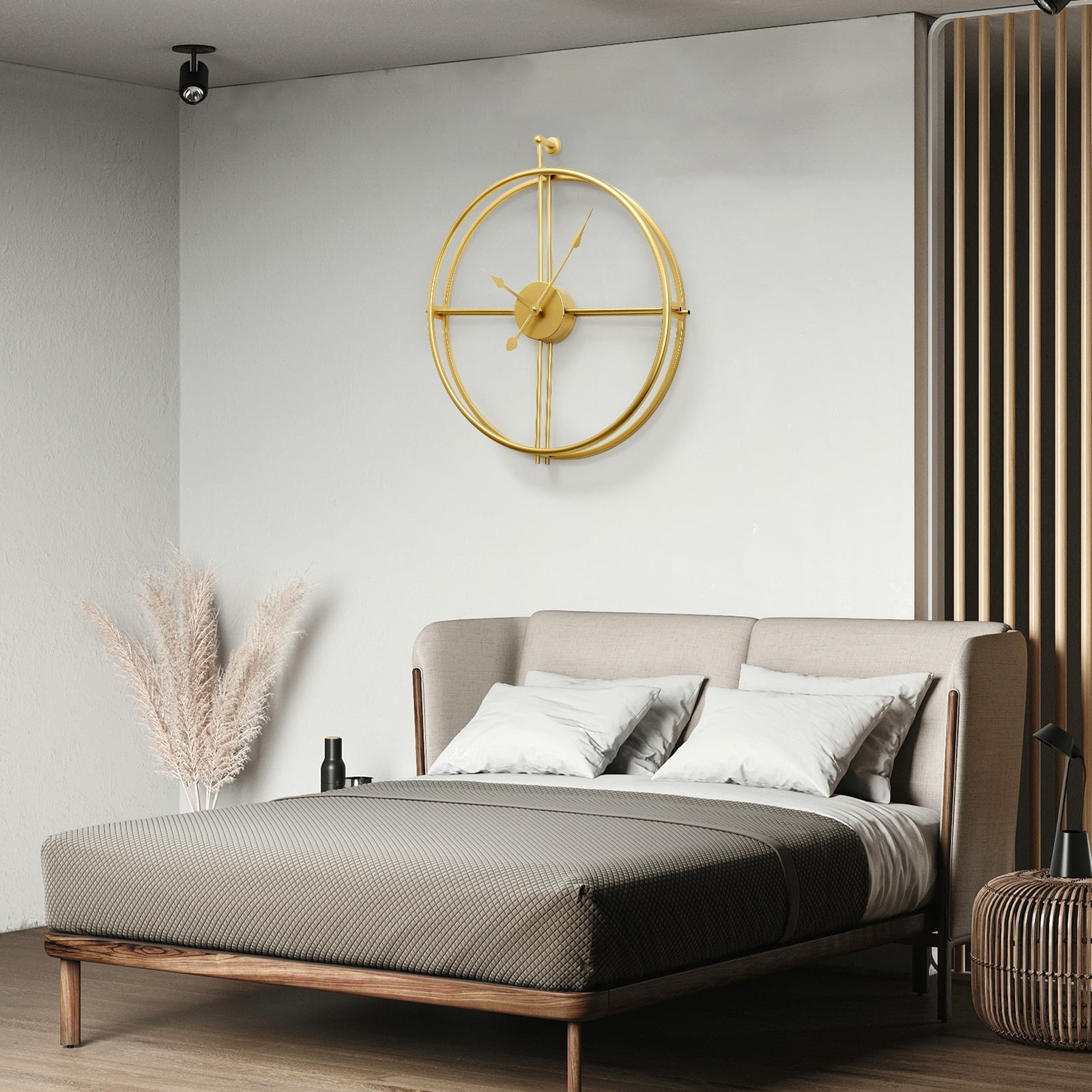 Gold Brass Wall Clock 24 Inch Wall Clocks for Living Room Decor Mordern Decorative Clock Minimalism Non Ticking Battery Operated Metal Clock for Living Room Kitchen and Office
