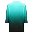 thumbnail image 4 of BADHUB Women's Casual Tops Plus Size Gradient Shirts Criss Cross V Neck Tunic T-Shirt Summer 3/4 Lenght Sleeve Blouses 2024 Fashion Clothes for Women, 4 of 5