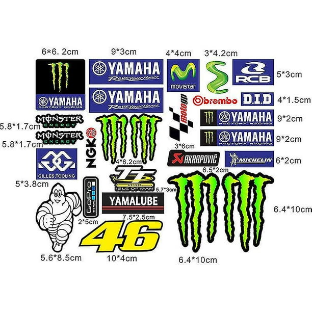 Racing Car Motorcycle Monster Energy Stickers Casco Calcomanías para Yamaha Honda Kawasaki Suzuki