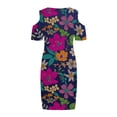 thumbnail image 5 of 2025 Clearance! 50% Off Clear! asdoklhq Womens Plus Size Clearance Dresses, Women Summer Casual Short Sleeve Cold Shoulder Hollow V-Neck Printed Hollow Dress, 5 of 5