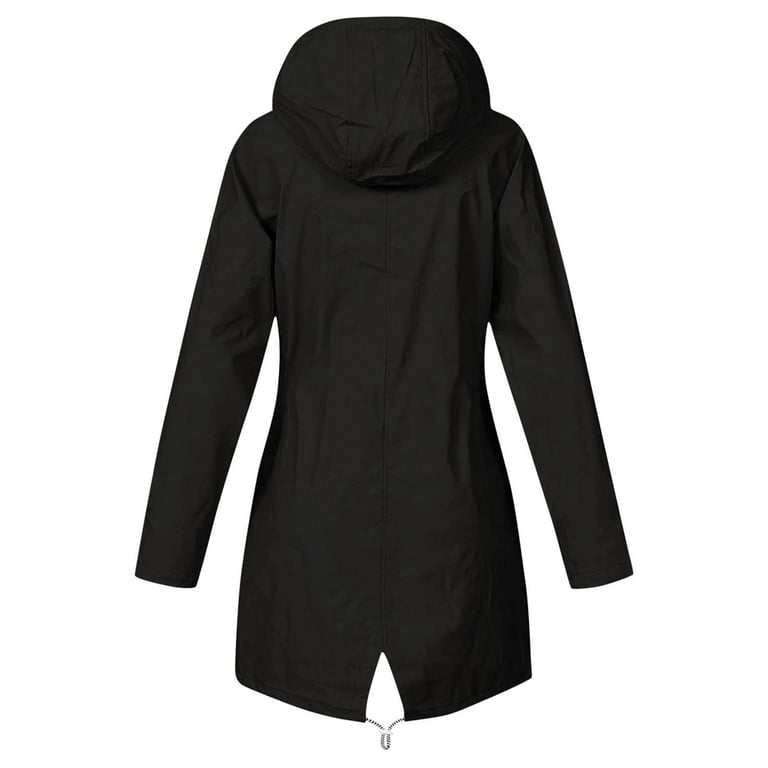Mrat Women Plus Size Light Rain Coat Jackets Raincoat Ladies Long Hooded Trench Windbreaker Rain Jacket Outdoor Hoodies Lightweight Jackets Long