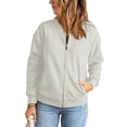 thumbnail image 2 of Langwyqu Solid Color Women Spring Fall Casual Zipper Hoodies Sweatshirt With Pocket, 2 of 5