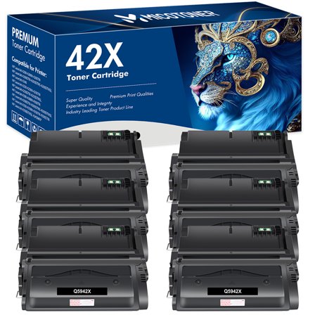 MICOTONER 6-Pack Compatible Toner Cartridge for HP Q5942X 42X Work with HP LaserJet 4200dtn 4300dtn 4250dtn 4350dtn 4345mfp Printer (Black)