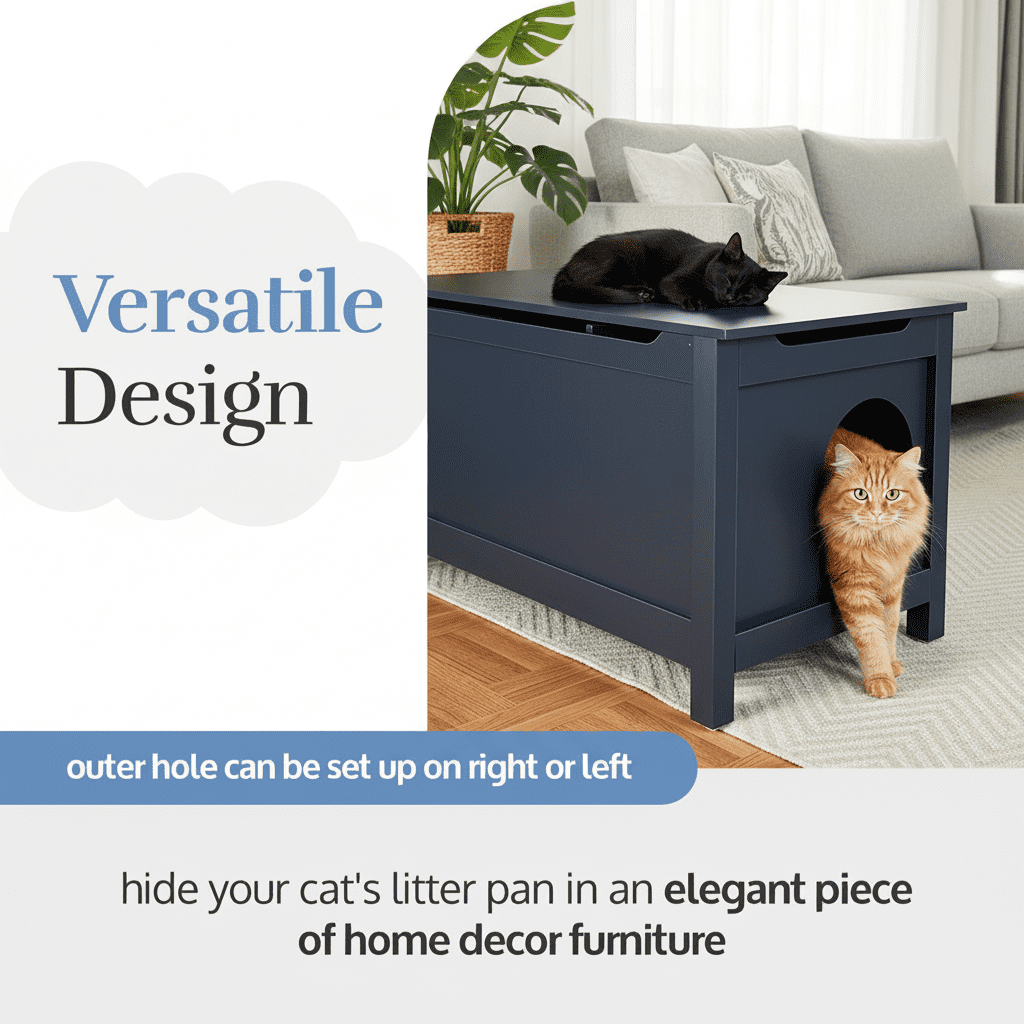Catbox Cat Litter Box Enclosure, Hidden Dog-Proof Pet Furniture with Cover (Charcoal)