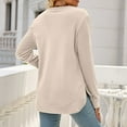 thumbnail image 3 of qILAKOG Womens Summer Tunic Tops 2024 Dressy Casual Women's Long Sleeve Round Neck Pleated T Shirts Fall Fashion 2024 Basic Loose Fit Tops Ladies Shirts Blouse Autumn Clothes, Beige&XXL, 3 of 4